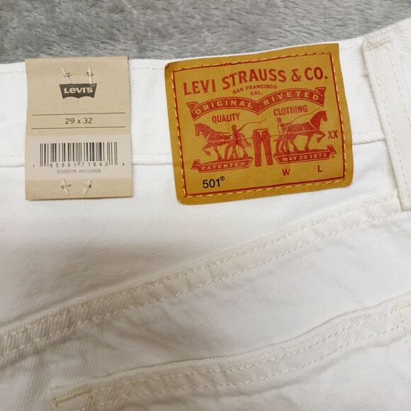 Levi's 501 Buttonfly High-Rise Women's White Distressed Raw Hem Jeans Size 29x32 - Picture 8 of 16